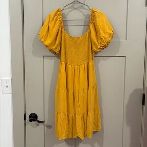 Mustard Yellow Puff Sleeve Dress
